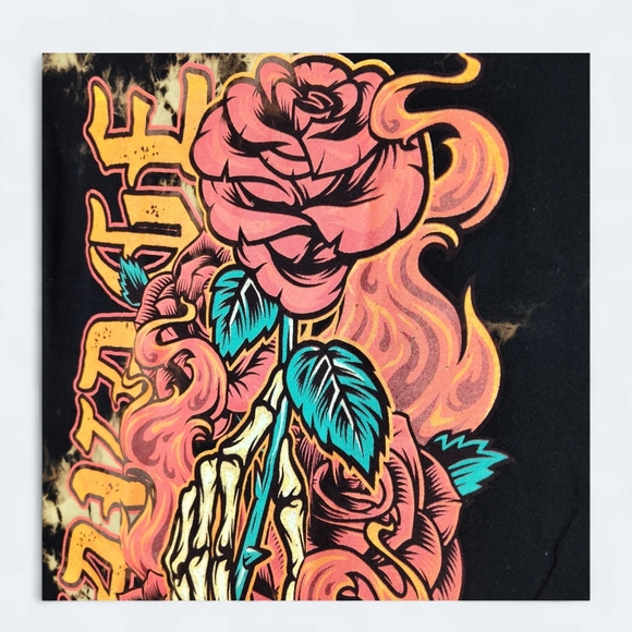 Graphic T-shirt Savage Skeleton Rose Tie-Dye Short Sleeve Size Small - Picture 3 of 6